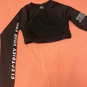 Black crop top Zumba long sleeve shirt